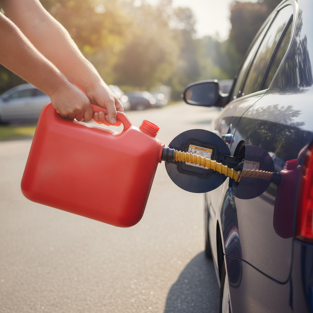 car fuel delivery in jerry can, no leaks
